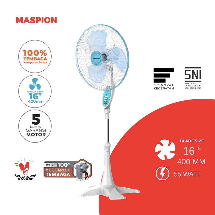 Maspion Kipas Angin Berdiri Stand Fan Putih 16 Inch - F-1621 S | F1621S